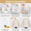 Lamp Shades Set of 2, Champagne Beige Bell Lamp Shades 6" x 13" x 10"High, Medium Shade Replacement Fabric Natural Linen Hand Crafted(Spider Fitter), Harp Holders Included, Easy Assembly Required