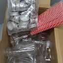 Yinkin 20 Sets Plastic Milk Bottles with Straws Lids Clear Plastic Containers for Dairy Milk Party Bottle for Juices Shakes Smoothies (8 oz,Red,White)