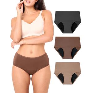 BAMBOO COOL Womens Period Underwear Light Flow High Waisted Leakproof Postpartum Maternity Panties Soft Breathable,3 Pack (XL)