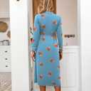 Ekouaer Women Kimono Robes Full Length Knit Bathrobe Lightweight Soft Sleepwear V-neck Casual Ladies Loungewear S-XXL (Light Blue - Juice)