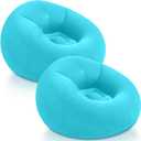Realspring Inflatable Bean Bag Chairs Outdoor Blow up Camping Chairs Inflatable Lazy Sofa Folding Portable Bean Bag Loungers Couch for Movie Night(Lake Blue,2 Pcs)