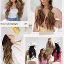 2 x ALXNAN Clip in Hair Extension6PCS Mixed Brown & Blonde Long Wavy Hair Extension 24 Inch Thick Soft Synthetic Hair Double Weft Hairpieces for Women