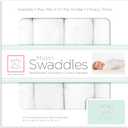 SwaddleDesigns Cotton Muslin Swaddle Blankets, Set of 4, Receiving Blankets for Baby Boys & Girls, Best Shower Gift, 46x46 inches, Pure White