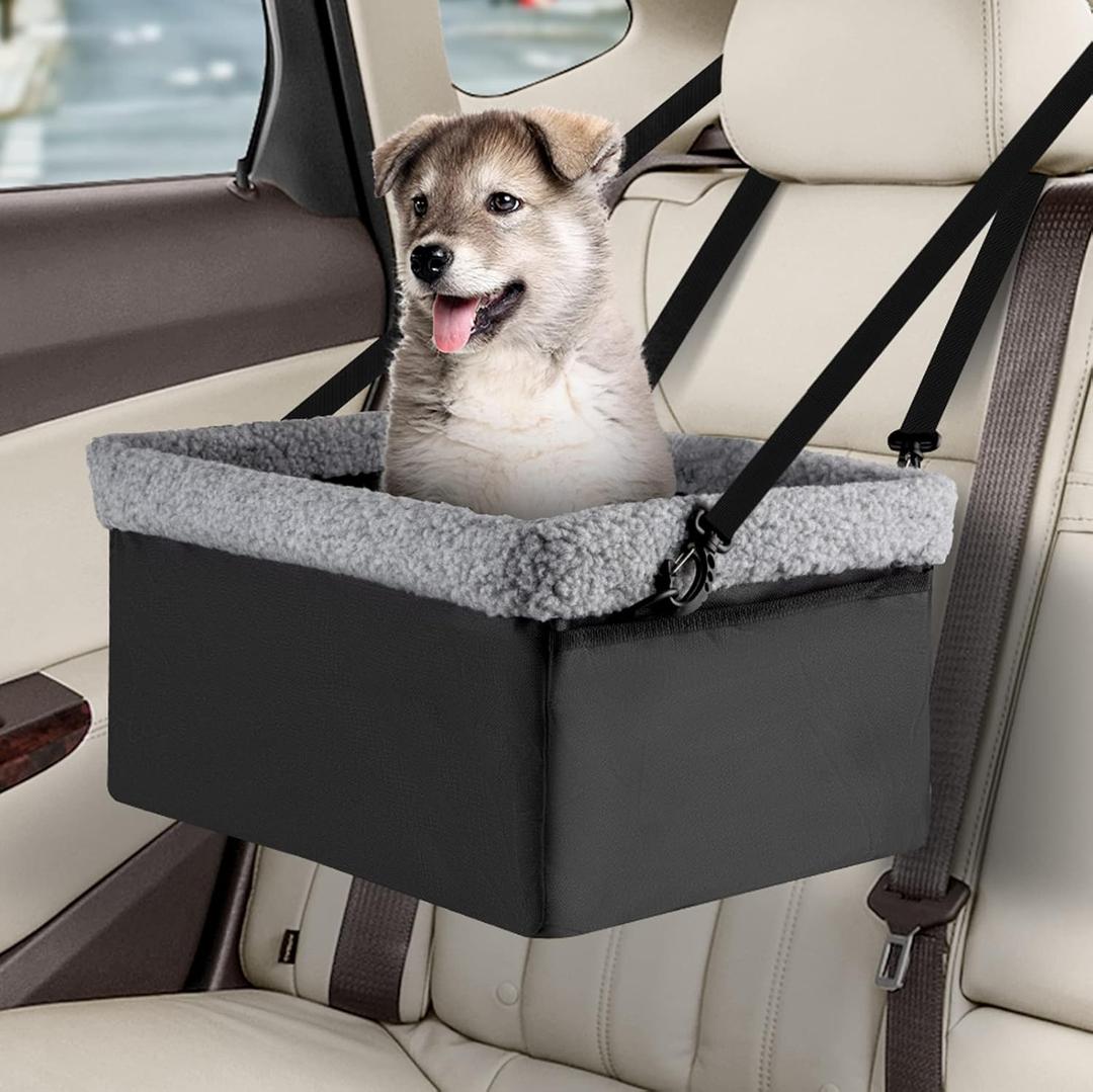 Dog Car Seats for Small Dogs, Upgrade Dog Booster Seat with Metal Frame Construction with Double-Layer Oxford, Perfect for Small Pets,L-UP TO 10LBS (Grey)