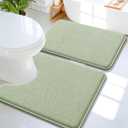 OLANLY Bathroom Rugs Sets 2 Piece, Soft Absorbent Memory Foam Bath Mats and U-Shaped Toilet Rug Set, Machine Washable Bath Mats for Bathroom, Home Decor Accessories (24"x16"+24"x20", Sage Green)