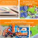 Wooden Puzzles for Toddlers with Storage Rack, WOOD CITY Toddler Puzzles Ages 3-6 for Kids, Learning Preschool Wood Puzzle for Boys and Girls-6 Pack Alphabet Number Shape Fruit Animal Vehicle