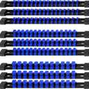 Socket Organizer Set 9-piece, 1/4-Inch x 48 Clips, 3/8-Inch x 45 Clips, 1/2-Inch x 36 Clips, Socket Rail Heavy Duty Holder with Socket Labels, Socket Organizer for Tool Box Drawer Blue (9Pcs)