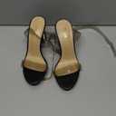 ZriEy Clear Block Sandals Chunky Heels for Women 3.35 Inch Open Toe Adjustable Ankle Strap Pump Sandals for Weddings Parties Daily Wear (New Black Clear)