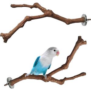 PINVNBY 2Pcs Wood Perches for Bird Cage,Natural Parrot Stand Branch Parakeet Paw Grinding Sticks Standing Grape Pole for Lovebirds Budgies Cockatiels Finches