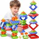 Doloowee 30 Pcs Montessori Stacking Building Blocks Toys, Preschool Educational Learning Toys for Toddlers 1-3 3-5, for Boys Girls