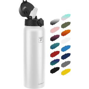 Fanhaw 32oz Kids Stainless Steel Water Bottle with Straw Lid, White
Leakproof Insulated Metal Water Bottle for School - Vacuum Insulated, One-handed Opening Lid