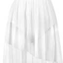 ZILANZI Halter Mesh Lyrical Dance Costume for Ladies, Irregular Skirt for Stage Performance(256311-07-L) White
