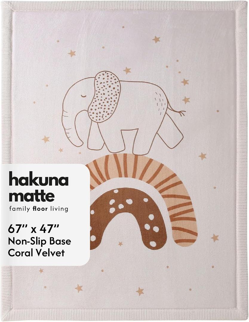 Hakuna Matte CloudSoft Baby Play Mat for Floor 47 x 67 Rainbow Elephant
Coral Velvet high-density foam Rug for Crawling Cozy Play – Non-Slip, Water-Resistant, Easy-Care Tummy Time Mat