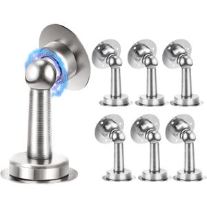 6 Pack Magnetic Door Stopper, COCIVIVRE Magnet Door Stop Stainless Steel for Wall and Floor Mounting, No Drilling Doorstop with Adhesive Tape Hold Your Door Open, Silver