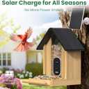Bird Feeder with Camera, Smart Bamboo Bird Feeder, 2.5K UHD AI Identification, Real-time Videos & Pictures, Wireless Solar Powered Outdoor, Ideal for Garden Birding, Premium Present (Brown)