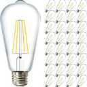 Sunco 32 Pack Edison Bulbs LED ST64, Clear Vintage Filament Waterproof Bulb, 800 LM, 8.5W (60W Equivalent), ST19, 4000K Cool White, E26 Medium Base, Decorative Dimmable UL