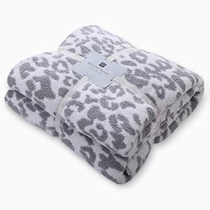 MH MYLUNE HOME Ultra Soft Leopard Throw Blanket (50x60 Inches) Microfiber Blanket Plush Warm Reversible Cheetah Blanket Snow Leopard Pattern Throw for Couch Bed Sofa - White Gray, 50"x60"