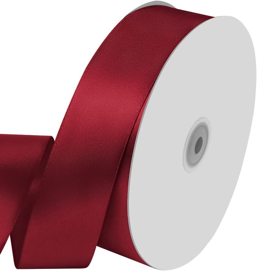 1-1/2" Wide x 100 Yards Single Faced Polyester Red Satin Ribbon, Perfect for Wedding, Gift Wrapping, Bow Making & Other Projects (Red)