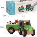 Wooden Tractor Toys for Toddlers 1-3, Baby Vehicle Toys Hand Push Car Toys for 1 2 3 Year Old Boys Girls (Green)