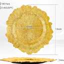 100PCS Bright Gold Charger Plates Bulk- 13in Round Plastic Chargers for Dinner Plates- Floral Reef Table Plate Chargers for Wedding, Halloween, Thanksgiving, Christmas, Party, Display