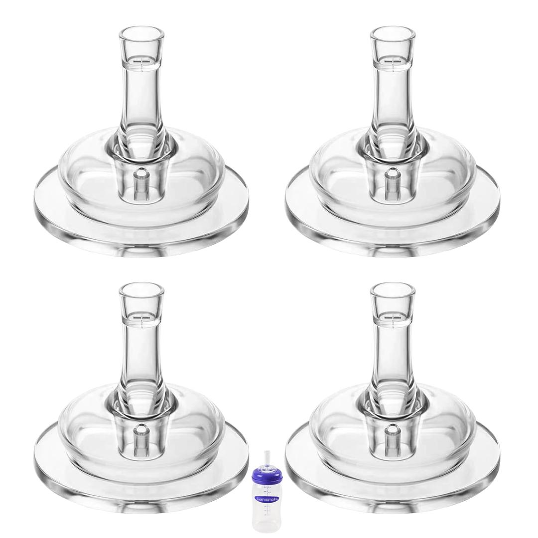 Sippy Nipples for Lansinoh Baby Bottles, Transition Cup Food Grade Silicone Soft Straw Nipple 8m+, Pack of 4