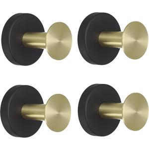 Hiendure Towel Hook Gold Black Robe Hook 4pcs - Wall Mounted Bathroom Towel Hook Clothes Coat Hook for Living Room Kitchen Heavy Duty Door Hanger Stainless Steel