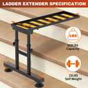 Height Adjusted Metal Ladder Extender Stabilizer Leveler for Stairs(Black)