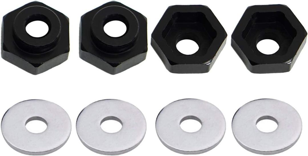 4PCS ShareGoo 12mm to 17mm Metal Wheel Hex Adapter Converter Compatible with Tamiya Axial RC4WD Traxxas HPI Himoto HSP Losi Kyosho RC 1/10 On-Road Car Buggy Truck Tyre Tires,Black
