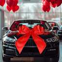 30 Inch Giant Car Bow Big Silk Bow for Gift Decor Extra Large Bow with Non Scratch Magnet for Door Car Red Bows for Happy Birthday Sweet Party Wedding Reception