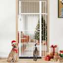 71" Extra Tall Pet Gate with Cat Door, Fits for 28.7"&37.5" Extra Wide Pressure Mounted Pet Barrier Auto-Close Safety Cat Gate with Walk Through Door Latch,White,No Drill