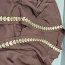 Women's Ethnic Heart Embroidery Muslim Abaya Open Kimono Cardigan Jalabiya M