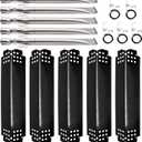 Hiorucet Grill Replacement Parts for Nexgrill 5 Burner 720-0888, 720-0888N, Nexgrill 720-0830H, 720-0864 Models, 5-Pack Porcelain Steel Heat Shields, Burner Tubes and Grill Igniters for Members Mark. (5 Burner Porcelain Steel)