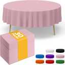 Pink Plastic Table Cloth - 30 Pack 84" Round Disposable Tablecloths for Round Tables, Waterproof Table Cover for Holiday Parties & Gatherings