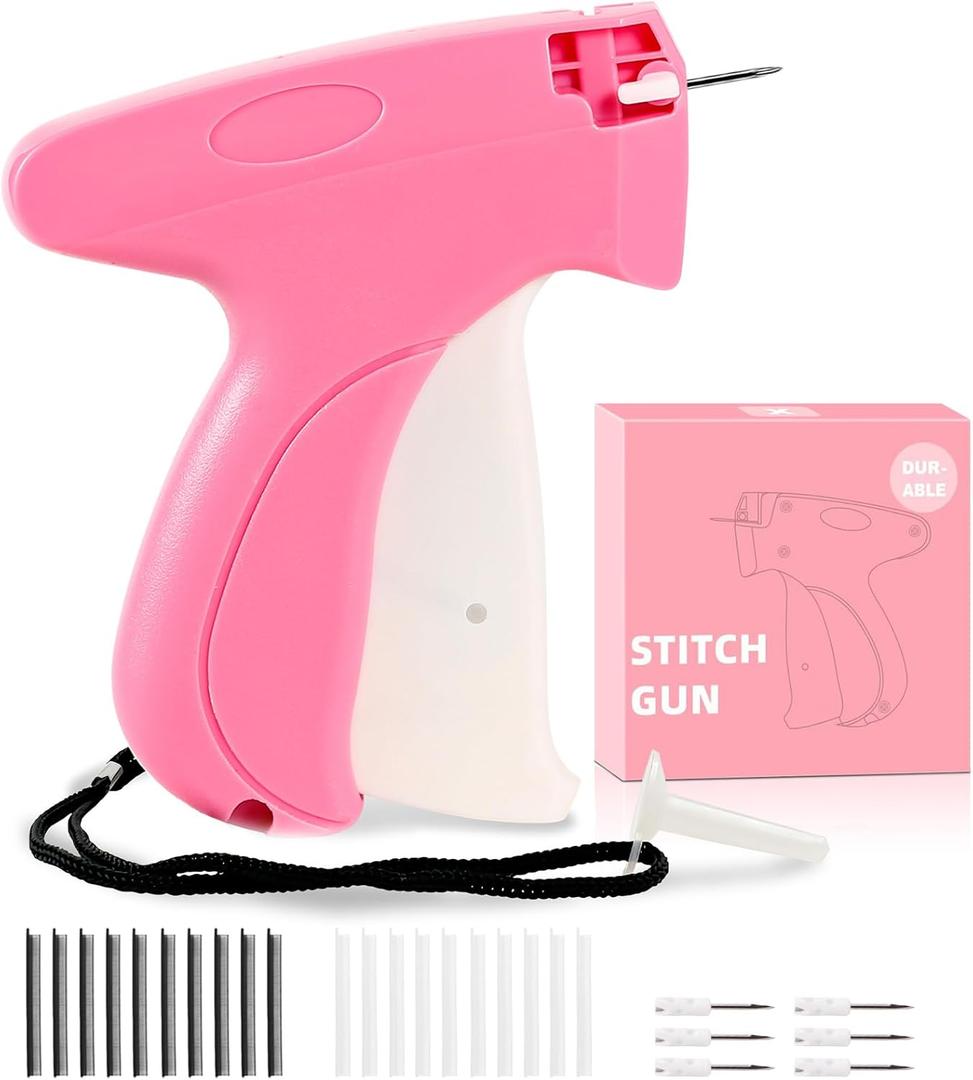 Stitch Gun for Clothes,Includes 6 Mini Needle,5000 Pcs Micro Fasteners(2500 White & 2500 Black) Stitch Gun,Quick Clothing Fixer,Stitchy Sewing Kit Tag Gun,Retail Tagging Gun for Clothing