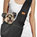 CUBY Dog and Cat Sling Carrier - Small Dog Carrier Sling with Adjust Strap & Zip Pocket, Hands Free Soft Dog Slings for Small Dogs Cats Puppy Pets Outdoor Travel Safety Purse Bag (Black)