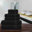 Quick-Dry, Soft & High Absorbent Bath Towels Cotton Turkish Bath Towel Set of 6 | Daily Use 100% Cotton Towels for Bathroom, Gym & More | Bathroom Towels Set (6 Pcs, Black)