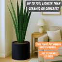 Fox & Fern Large 15 Inch Planter - Premium Lightweight Fiberstone Black Plant Pot with Drainage Plug; Ideal for Indoor and Outdoor Plants