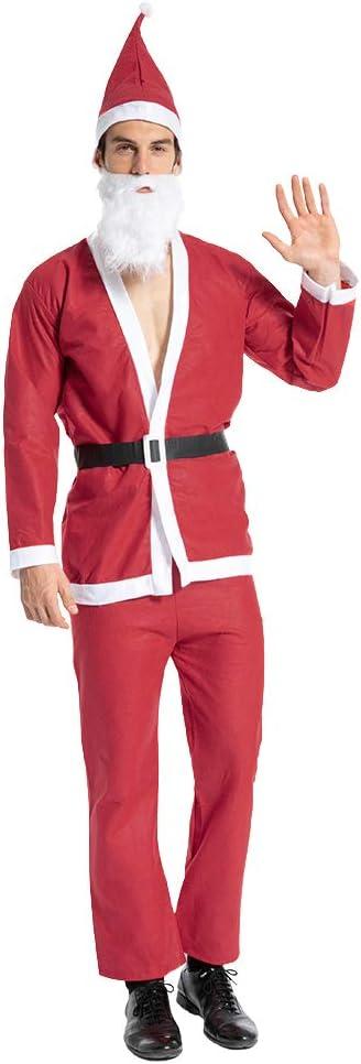 EraSpooky Men Santa Claus Costume Christmas Fancy Dress Budget Outfit Suit Red