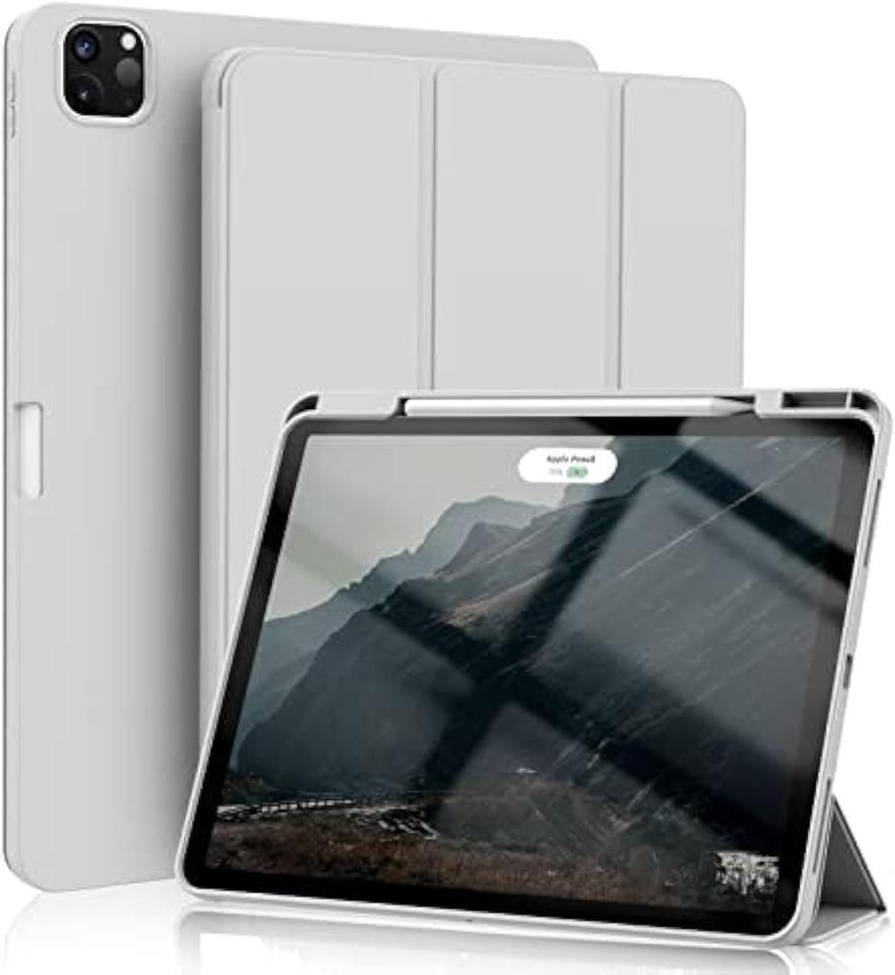 KenKe Case for iPad Pro 12.9 Inch (6th/5th, 2022/2021), for iPad Air 13 Inch (M3/M2, 2025/2024) with Pencil Holder, Smart Trifold Stand Cover & Auto Wake/Sleep for iPad Pro 12.9 Case, Gray