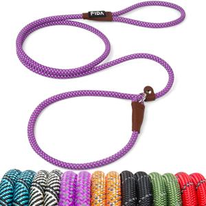 Fida Durable Slip Lead Dog Leash, 6 FT x 3/8" Heavy Duty Comfortable Strong Rope Slip Lead for Small Dogs and Puppies, No Pull Pet Training Leash with Highly Reflective(3/8", Purple)