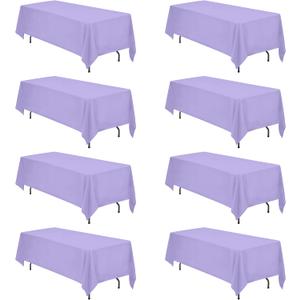 BRILLMAX 8 Pack Lavender Tablecloths 70 x 120 Inch for 6ft or 8ft Rectangle Tables - Rectangular Bulk Linen Polyester Fabric Washable Cloth Cover for Wedding Reception Banquet Birthday Party