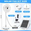Riakrum 12 Inch Solar Standing Fan, 8800mah Rechargeable Oscillating Standing with Solar Panel, Two Charging Methods, 3 Speeds, Remote Control Floor Fan for Home Warehouse, 12 x 42.5 inches/ 30.5 x 108 cm