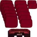 Outdoor Cushion Covers Waterproof, 14Pcs Patio Cushion Slipcovers Replacement for 7Piece 6-Seater Rattan Wicker Sectional Couch Sofa, Washable Patio Furniture Seat and Back Covers Only, Dark Red
