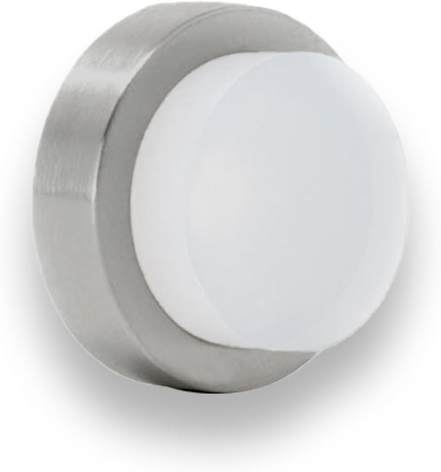 EVI Herrajes | Door Stop | 0.94" x 0.55" | Adhesive or Screw Installation | Matte Finish (Stainless Steel) | White Natural Silicone Rubber | Mod. I-205/24B