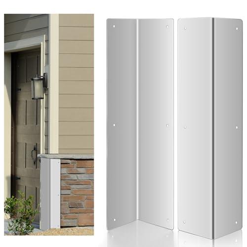Moxweyeni 2 Pack Stainless Steel Corner Guards for Vinyl Siding 3 3/ 8'' x 3 3/ 8'' x 15 3/ 4'' Metal Siding Corner Guards Protector 89° Angle Weed Whacking Protection for Outside Exterior Wall Repair