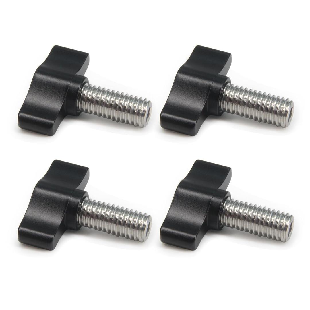 4pcs M8 x 18mm Thumb Screw Stainless Steel Metric Thread Black Aluminum Knob 4pcs M8 x 18mm Thumb Screw Stainless Steel Metric Thread Black Aluminum Knob
