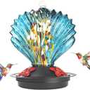 Seashell Shaped Hummingbird Feeder for OutdoorsHand Blown Glass Hummingbird Feeders for Outdoors Hanging with 4 Feeding Ports14 OZ Leak Proof Bird Feeder- Garden Decor Gifts for WomenBlue