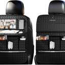 Car Seat Organizers,Multi-functional Back Seat Protectors, Storage Pouches, and Tray Holders (for Cars, Kids, Seat Back and Rear Seats) (Woven Black, 2 Pcs)