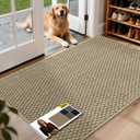 JSEI Dirt Trapper Door Mat 32"x48", Non-Slip Entryway Rugs Doormat Indoor, Washable Absorbent and Stain Resist Welcome Floor Mat for Front Door, Dog Door Mat, Dirty Wet Shoes & Paws, Beige