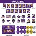 Graduation Decorations 2026 Set - Purple Themed Congrats Grad Banner, Backdrop, Hanging Swirls, Balloons - Complete Party Supplies for High School, College Graduation Decorations (Purple)